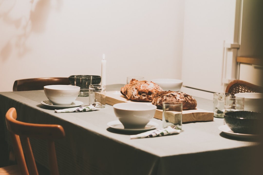 Cozy Czech kitchen with wooden table set for a family meal