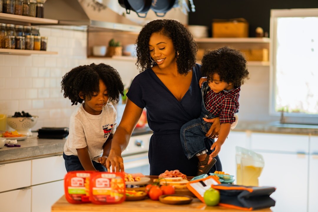 family preparing healthy breakfast